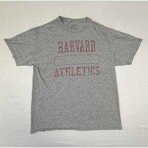 Harvard Athletics Veritas Grey T Shirt Men's Size M Short Sleeve Faded Graphic